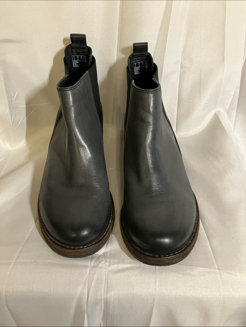 Clarks Gray Leather Monica Pearl Boots with Black Elastic